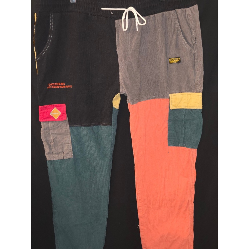 Stussy x kclot vintage Corduroy Patchwork Drawstring Pants Mens Color Streetwear